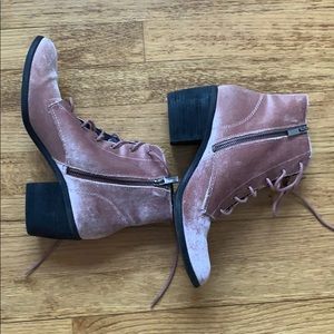 Dolce Vita Velvet Lace-Up Ankle Booties